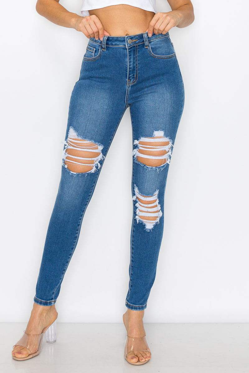 Teagan - High Rise Destructed Premium Skinny