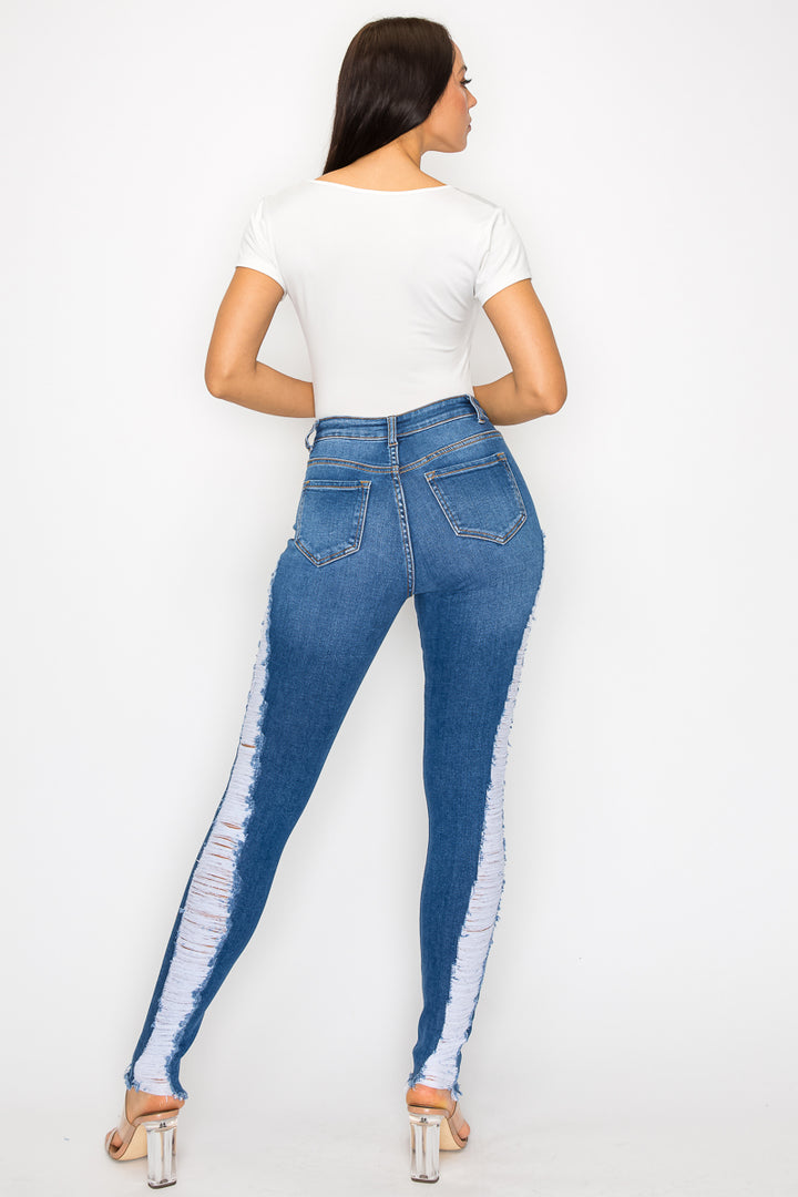 Zoe - High Rise Side Destroy Skinny