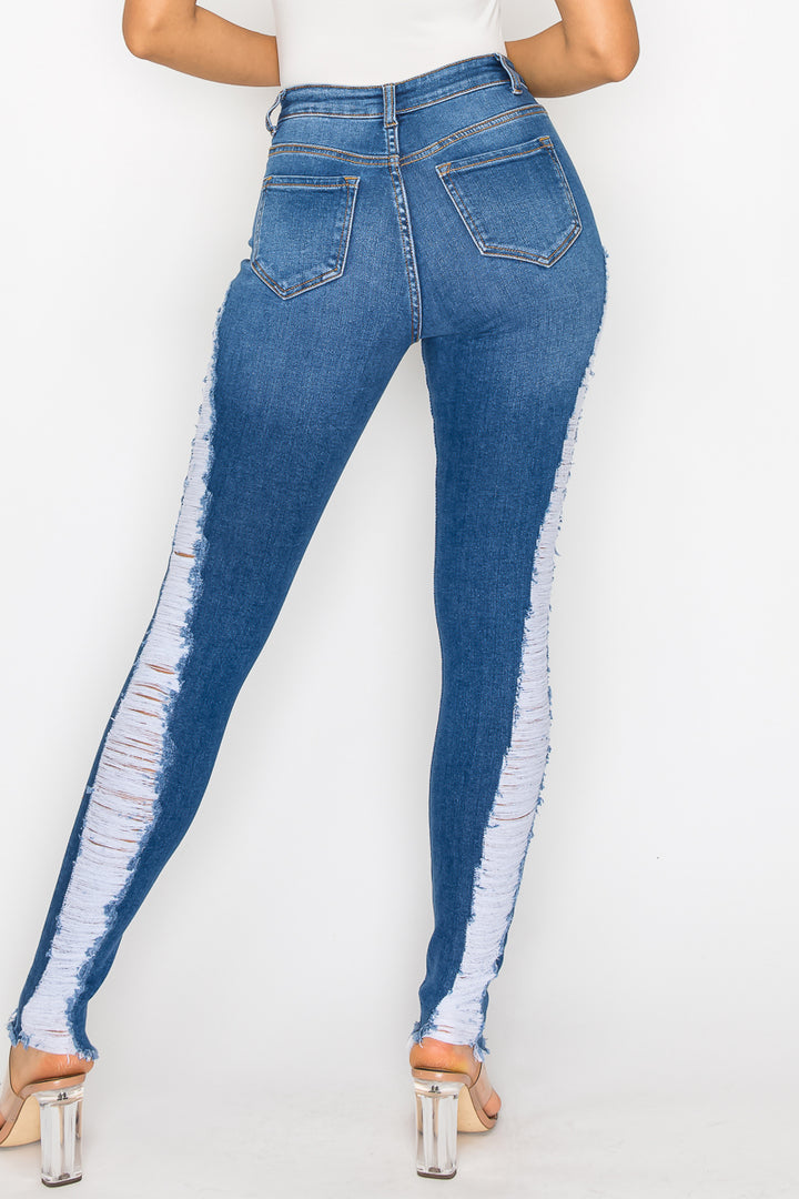 Zoe - High Rise Side Destroy Skinny