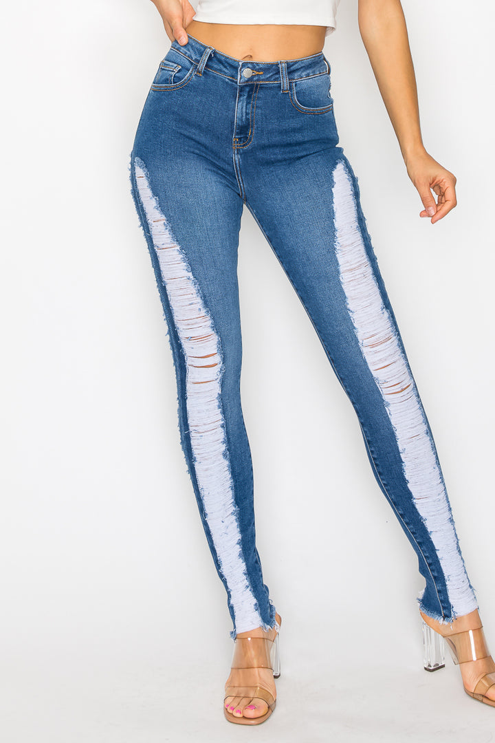 Zoe - High Rise Side Destroy Skinny