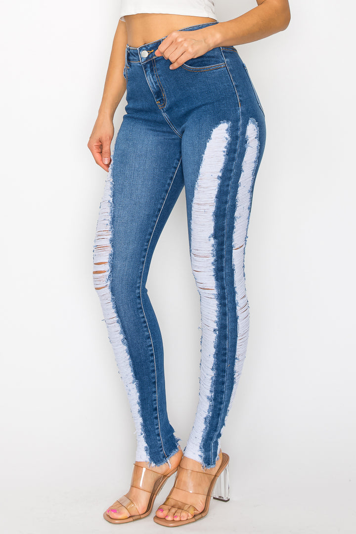 Zoe - High Rise Side Destroy Skinny
