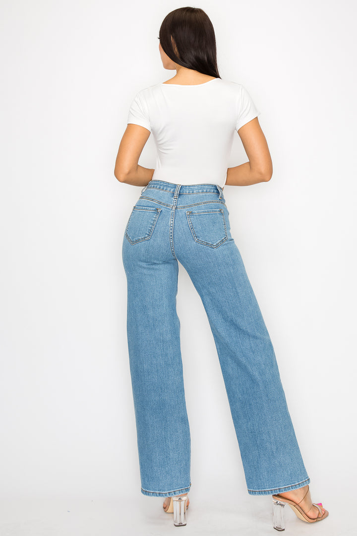 Priscilla - Super Destructed High Rise 50/50 Straight Leg