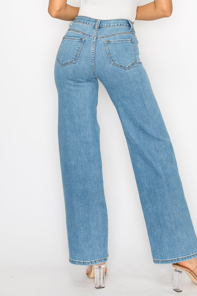 Priscilla - Super Destructed High Rise 50/50 Straight Leg