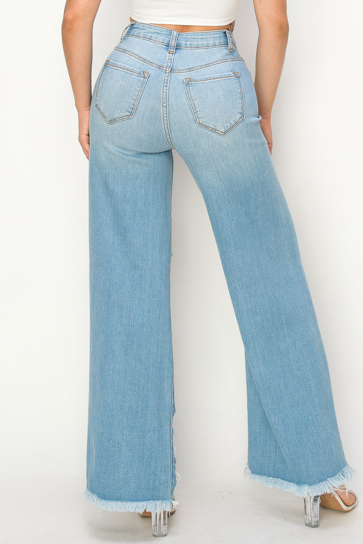 Anna - Super Destructed High Rise 50/50 Wide Leg