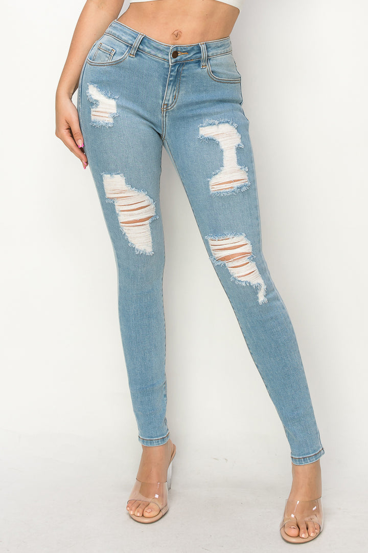 Maeve - Mid Rise Destructed Skinny