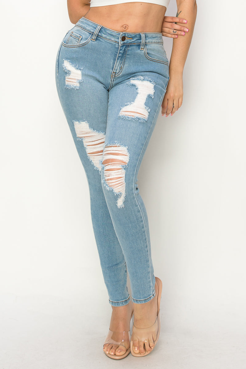 Maeve - Mid Rise Destructed Skinny