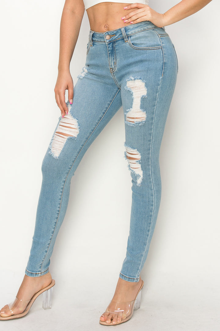 Maeve - Mid Rise Destructed Skinny