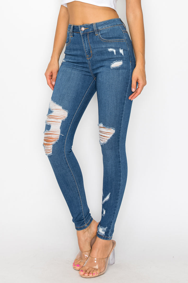 Ellie - High Rise Side Destructed Skinny