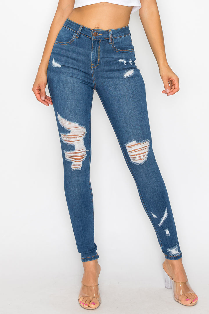 Ellie - High Rise Side Destructed Skinny