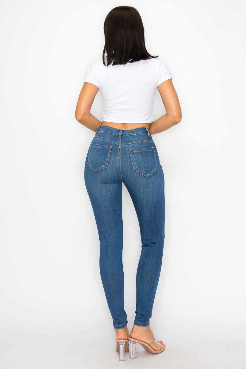 Ellie - High Rise Side Destructed Skinny