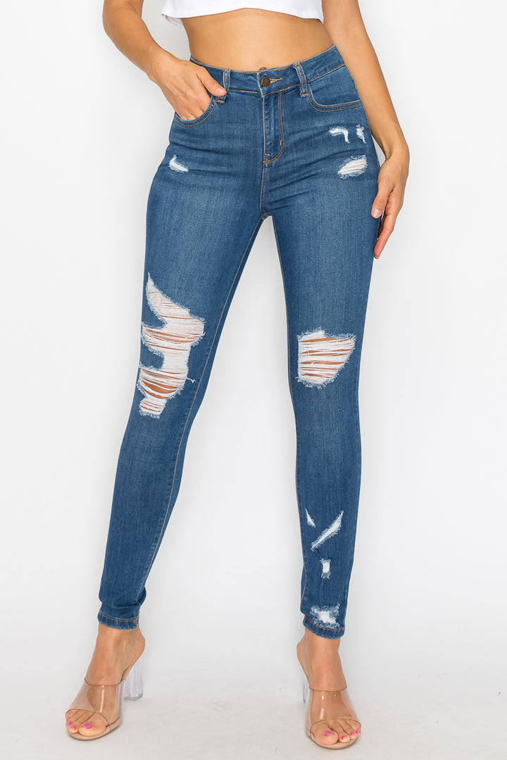 Ellie - High Rise Side Destructed Skinny