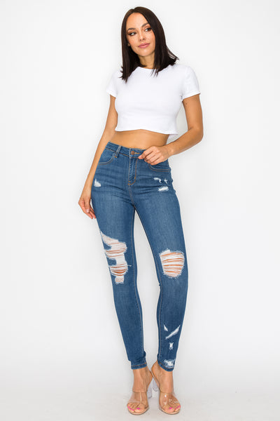 Ellie - High Rise Side Destructed Skinny