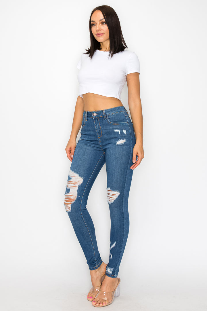 Ellie - High Rise Side Destructed Skinny