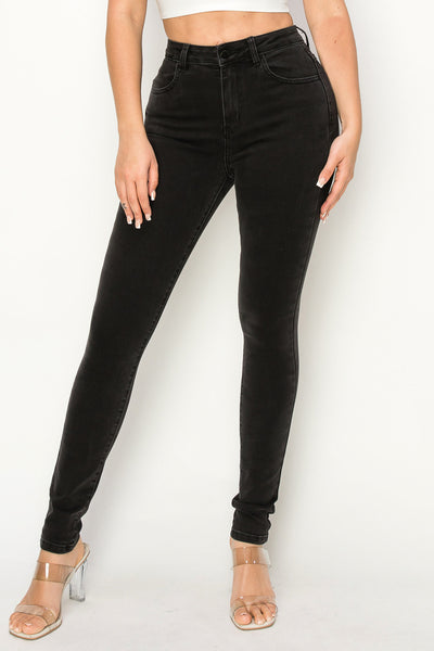 Delilah - Classic High Rise Black Stone Wash Skinny
