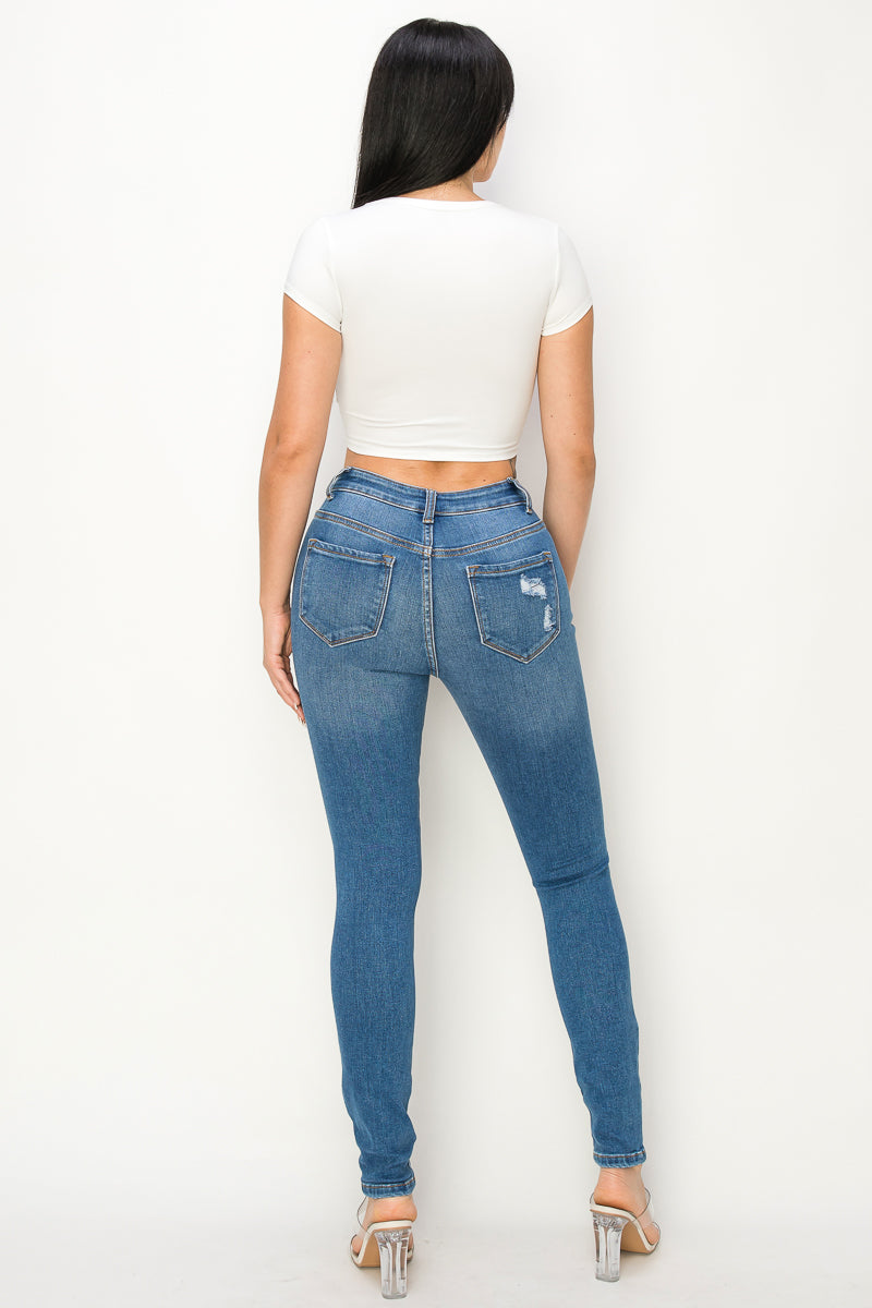 Natalia - High Rise Destructed Premium Skinny