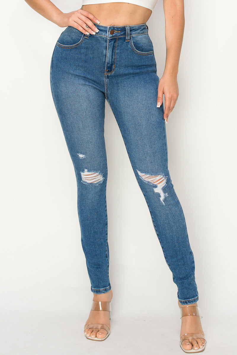 Natalia - High Rise Destructed Premium Skinny