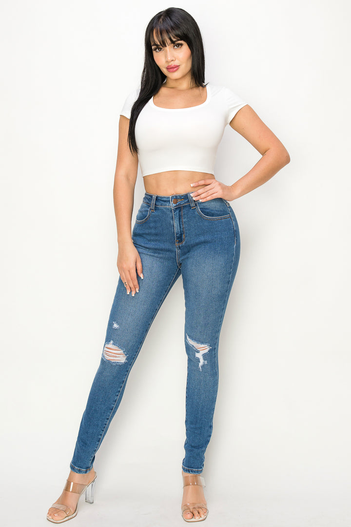 Natalia - High Rise Destructed Premium Skinny