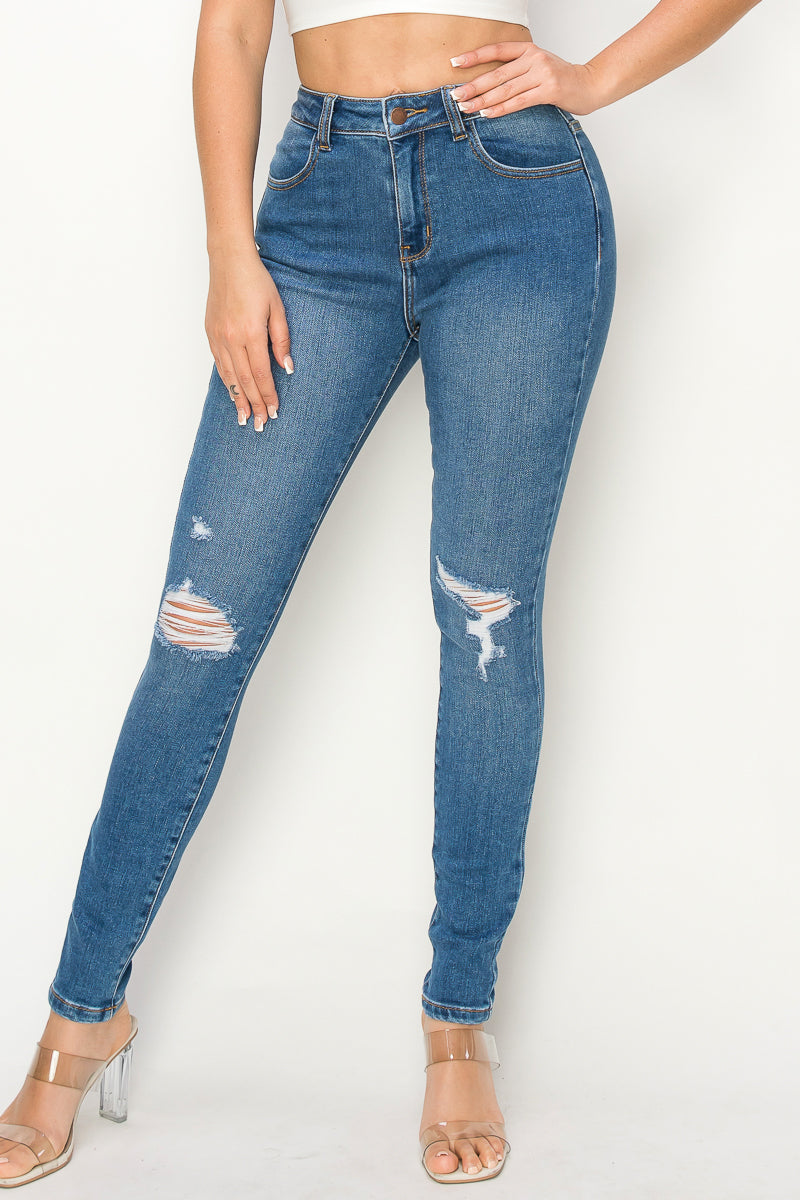 Natalia - High Rise Destructed Premium Skinny
