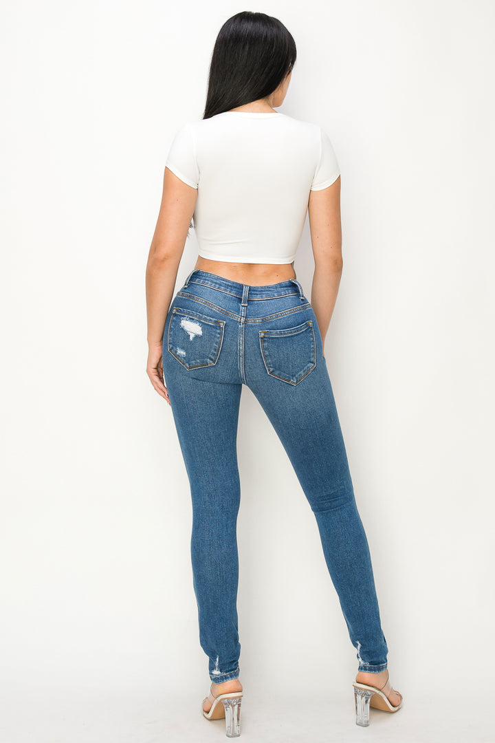Juniper - Mid Rise Destructed Premium Skinny