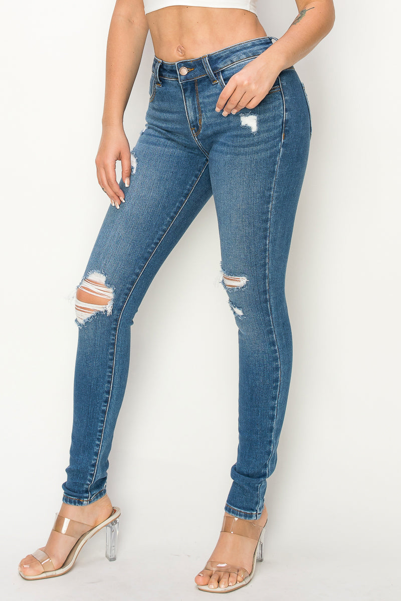 Juniper - Mid Rise Destructed Premium Skinny