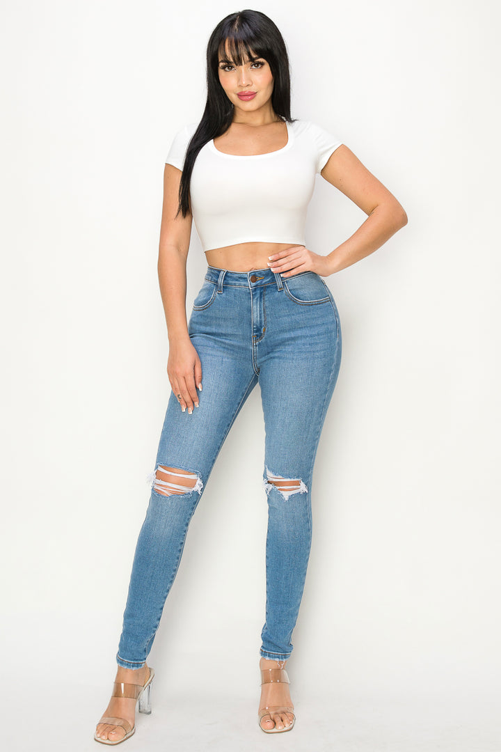 Meadow - High Rise Destructed Premium Skinny