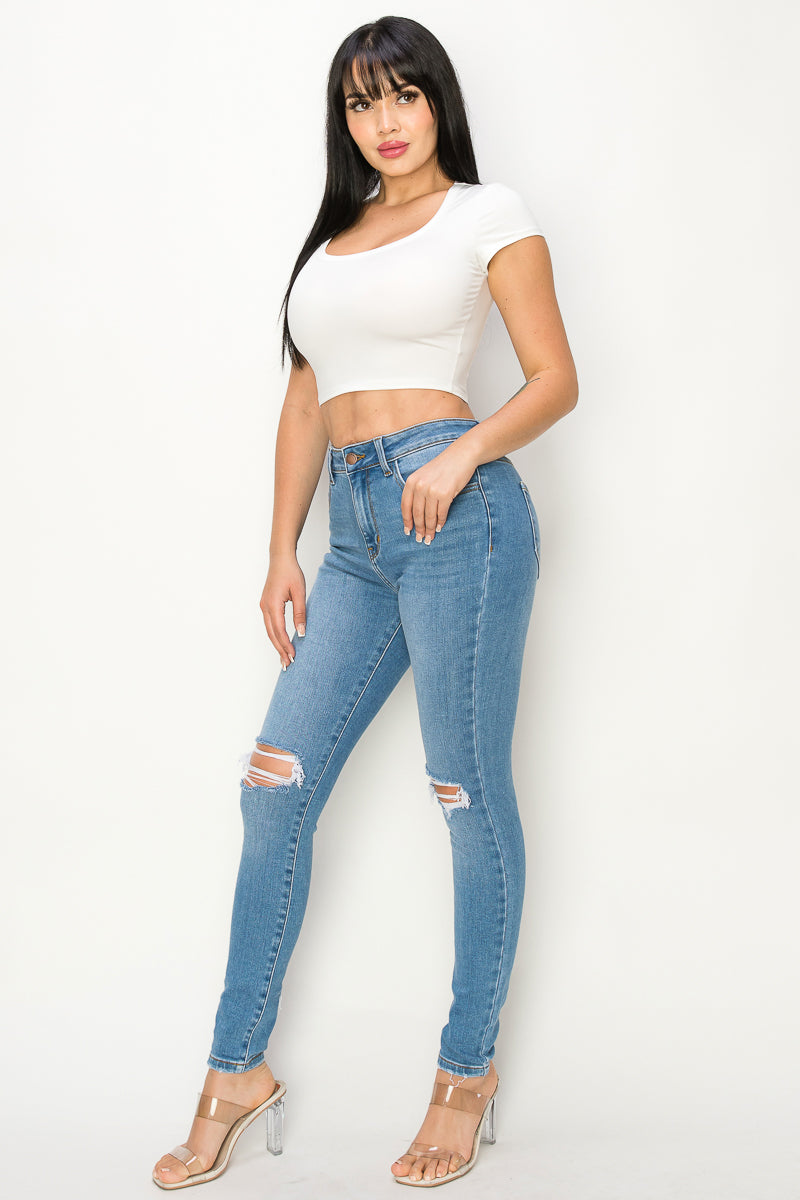 Meadow - High Rise Destructed Premium Skinny