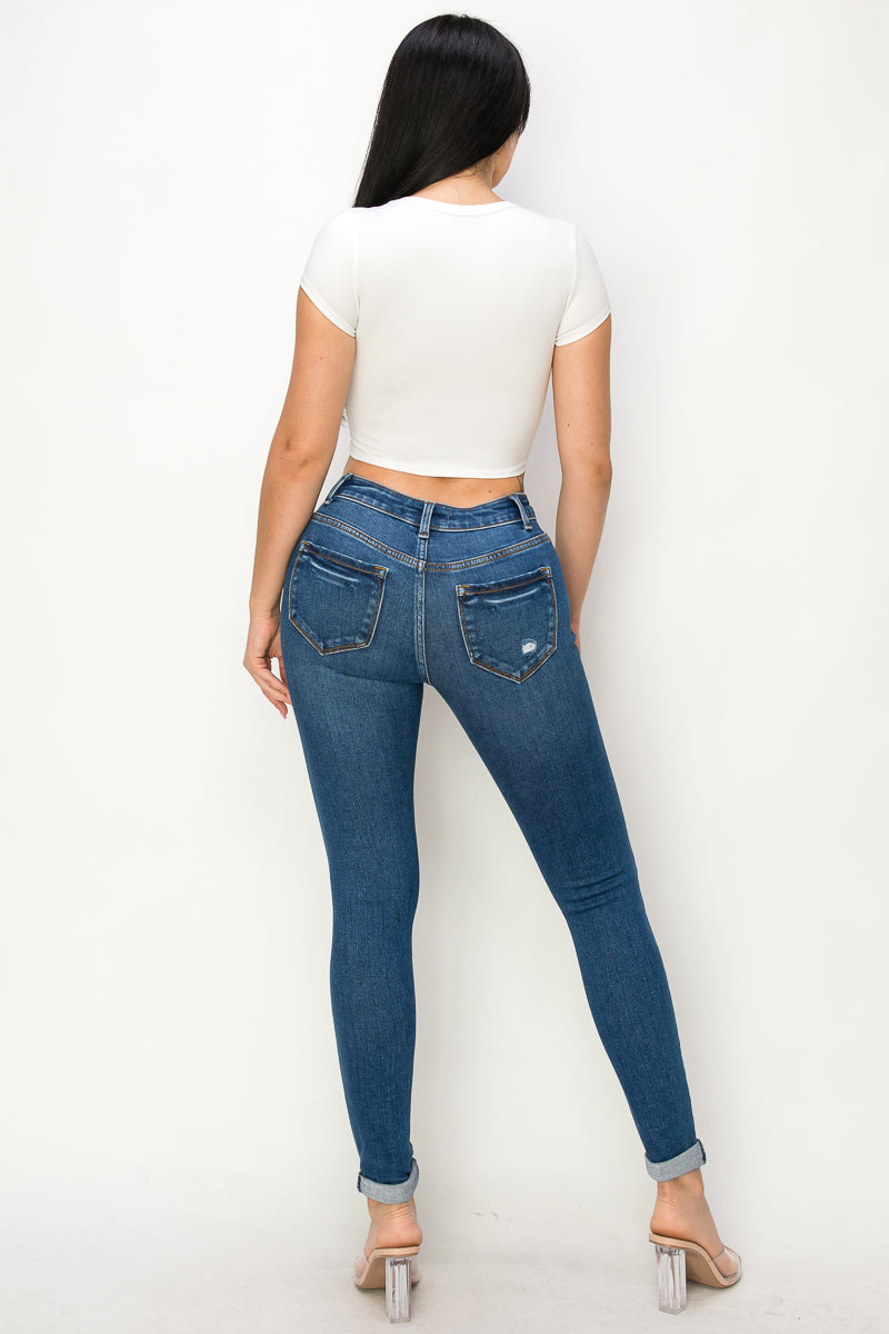 Petal - Mid Rise Minimal Destructed Premium Skinny