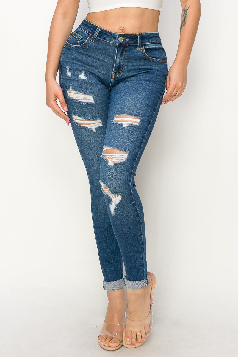 Petal - Mid Rise Minimal Destructed Premium Skinny