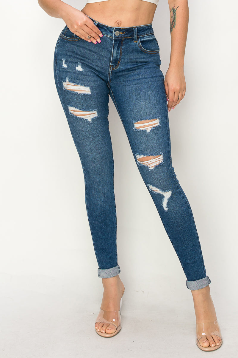 Petal - Mid Rise Minimal Destructed Premium Skinny