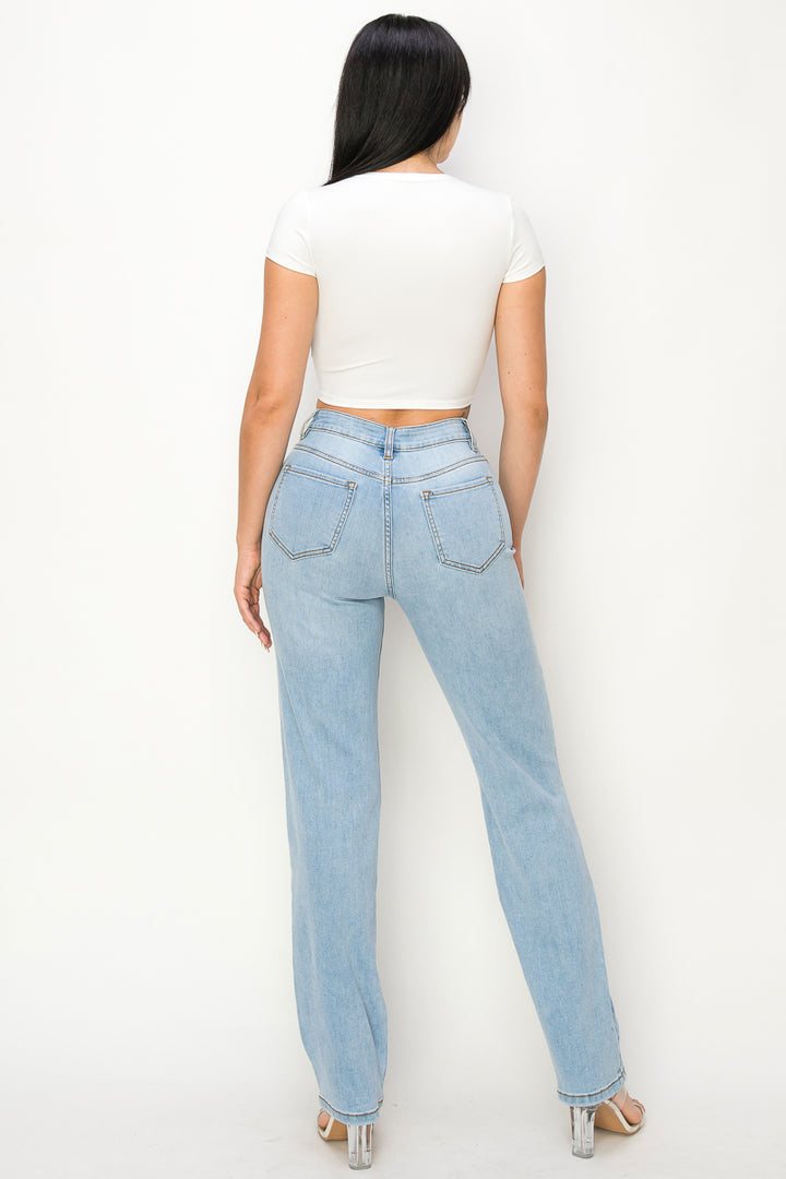 Aurora - Destructed High Rise 50/50 Straight Leg