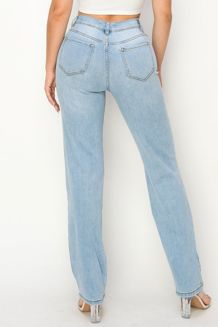 Aurora - Destructed High Rise 50/50 Straight Leg