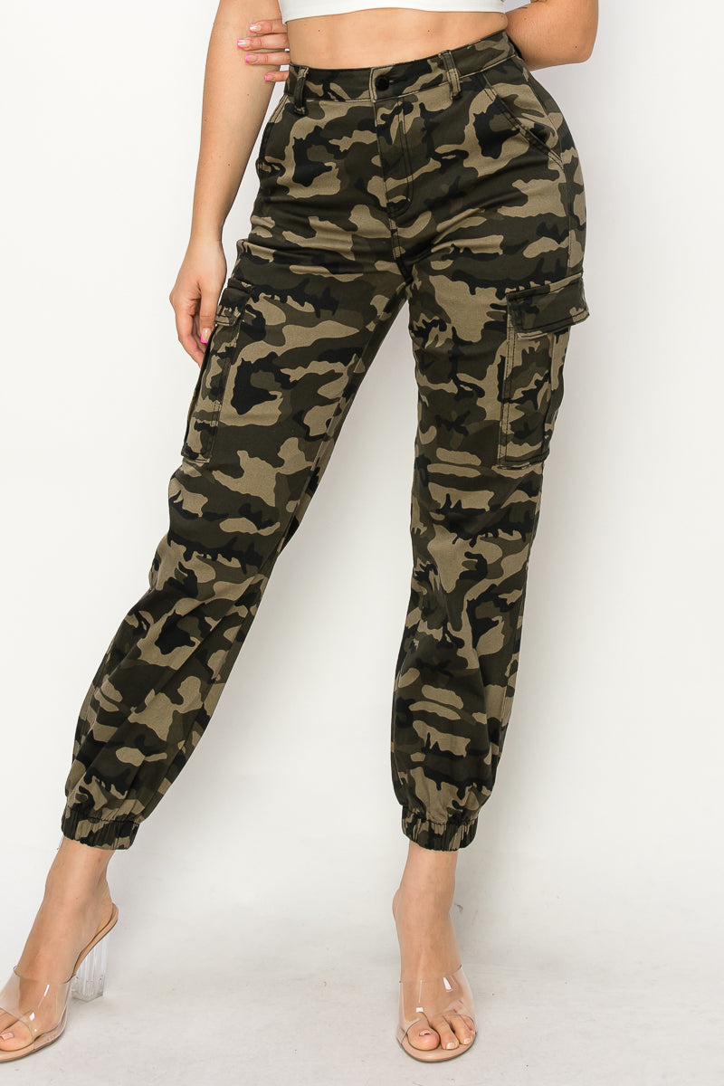 Dune - Camo High Rise Cargo Joggers