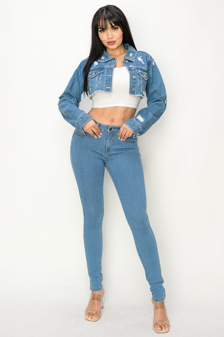 Kennedy - Cropped Destructed Fray Jacket
