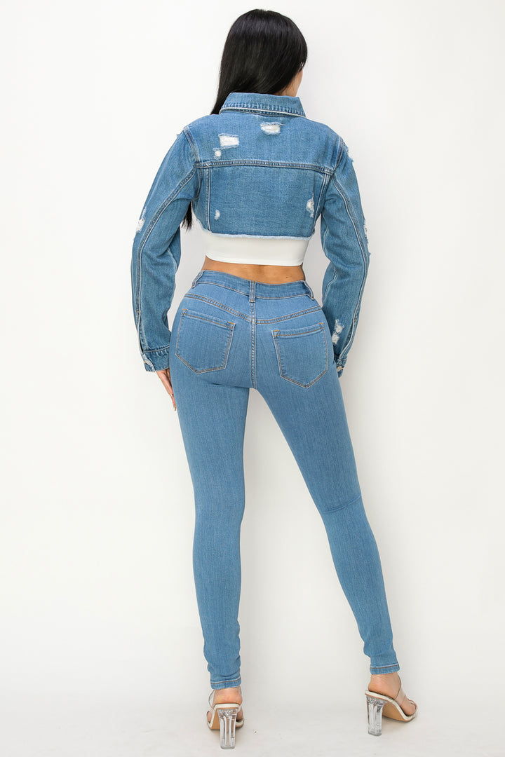 Kennedy - Cropped Destructed Fray Jacket