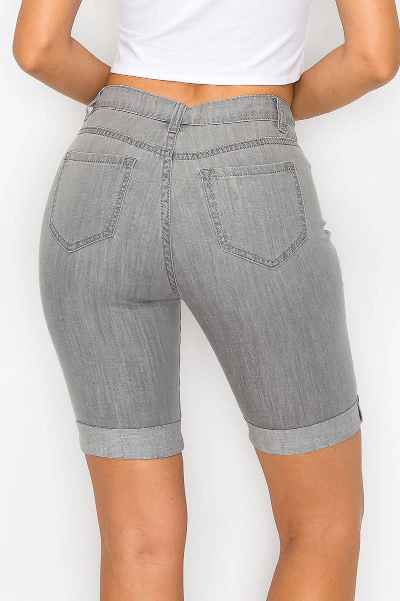 Jordan - Classic Grey High Rise Rolled Cuff Bermudas