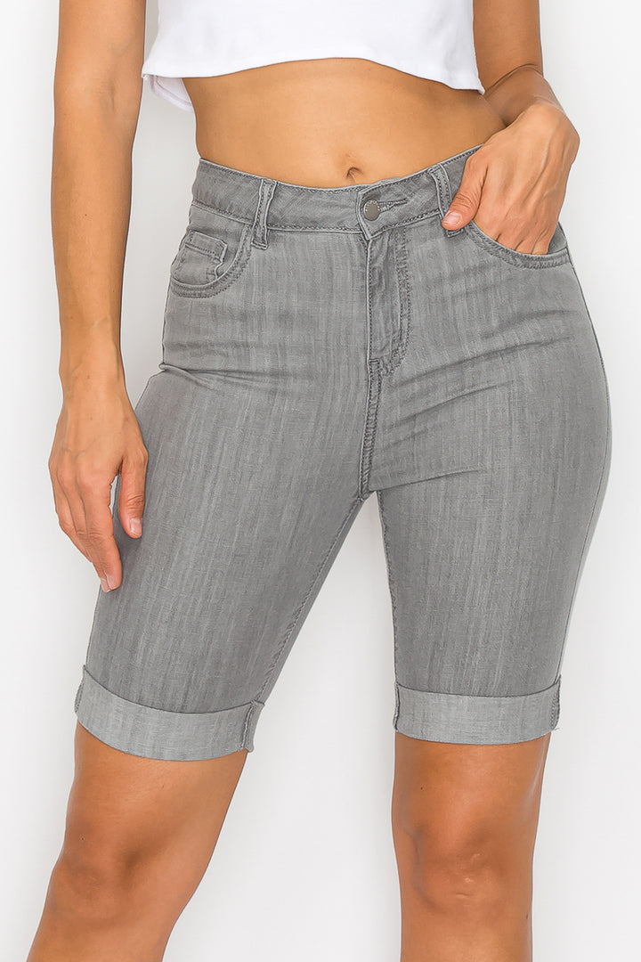 Jordan - Classic Grey High Rise Rolled Cuff Bermudas