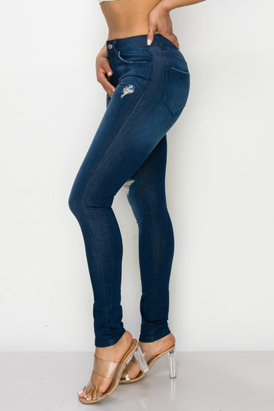 Heather - High Rise Skinny Destructed