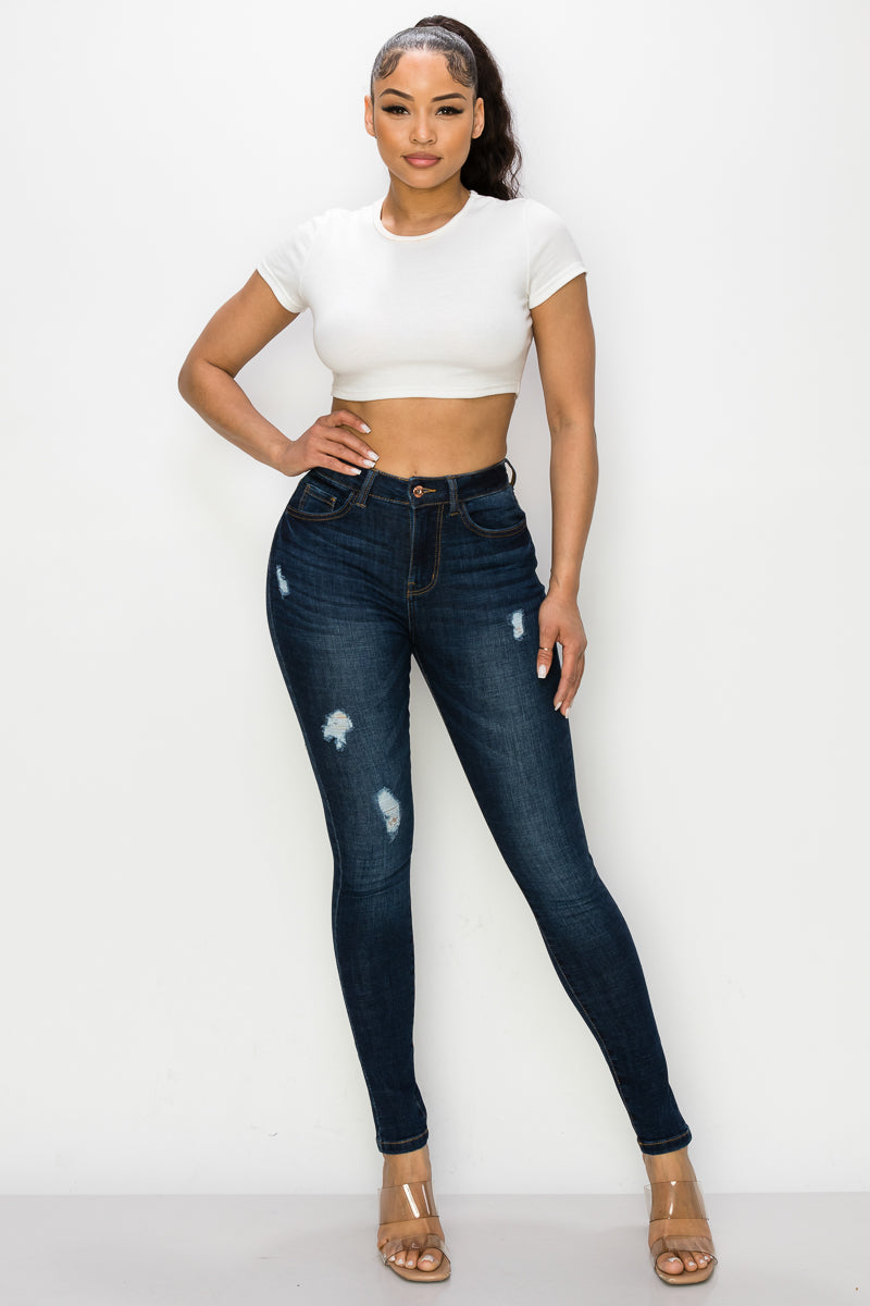 Scarlet - Jean skinny déchiré à taille haute