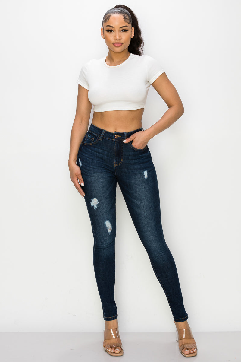 Scarlet - Jean skinny déchiré à taille haute