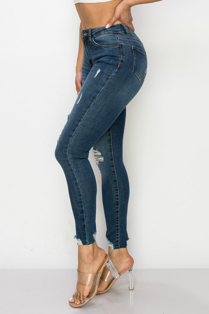 Ruth - High Rise Destructed Raw Chewed Hem Skinny – Encore Jeans Ruth - High Rise Destructed Raw Chewed Hem Skinny – Encore Jeans