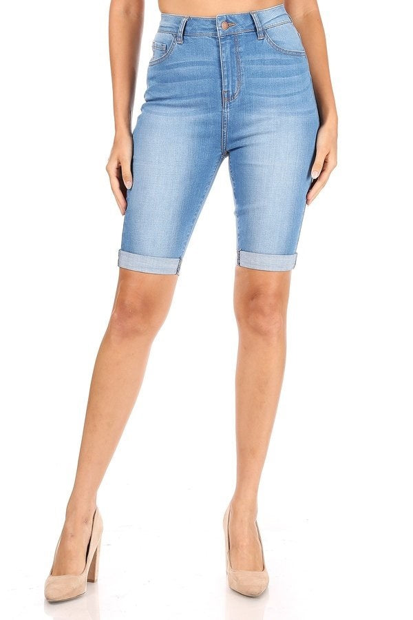 Alyssa - Classic High Rise Rolled Cuff Bermudas