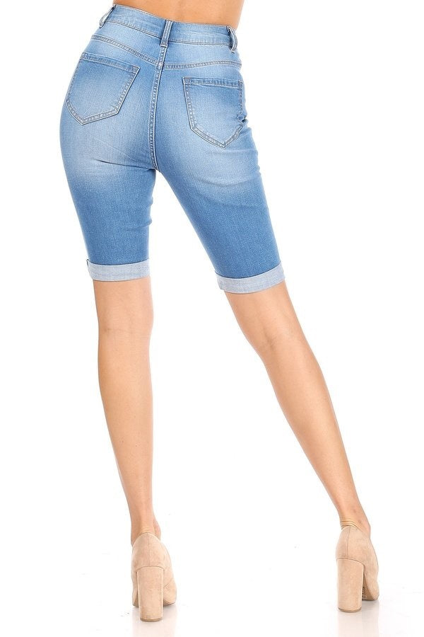 Alyssa - Classic High Rise Rolled Cuff Bermudas