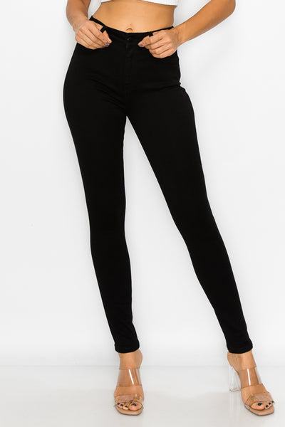 Elise - Jean skinny stretch noir taille haute classique