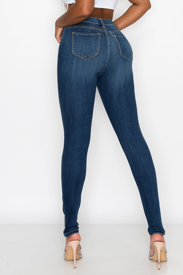 Brandi - Jean skinny fendu aux genoux épuré et élégant à taille haute