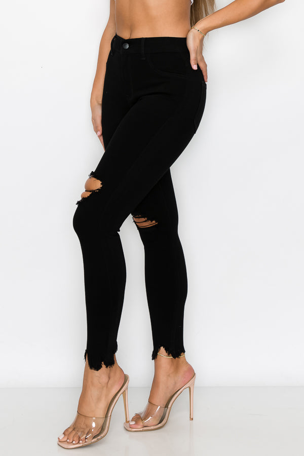 Kaila - Skinny taille haute effet morsure de requin