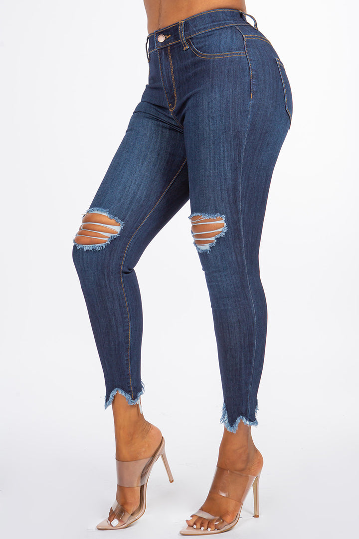 Kaila - Skinny taille haute effet morsure de requin