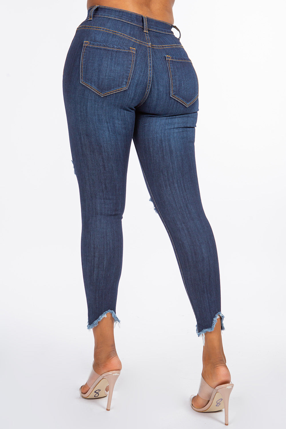 Kaila - Skinny taille haute effet morsure de requin