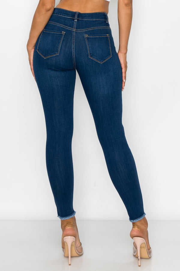 Janet - Jean skinny effiloché à taille haute