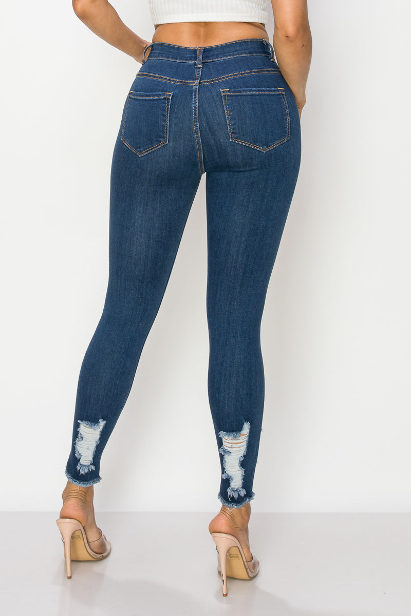 Cynthia - High Rise Shin Destruction Skinny