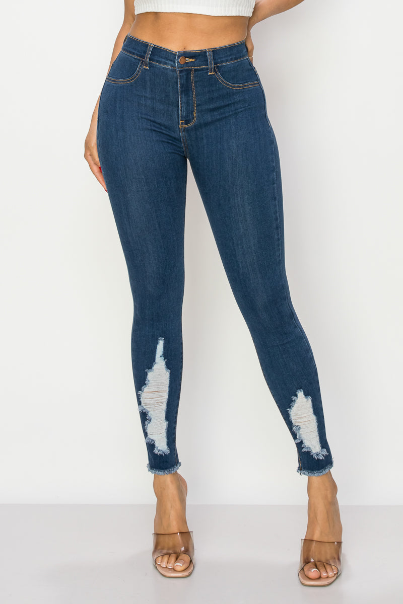 Cynthia - High Rise Shin Destruction Skinny
